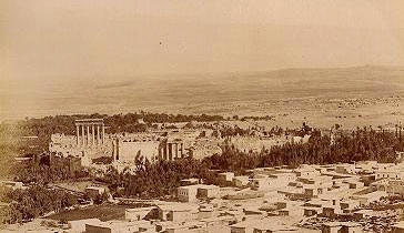 A panorama of ancient Baalbek, seen from a nearby hill. A panorama of ancient Baalbek, seen from a nearby hill.
